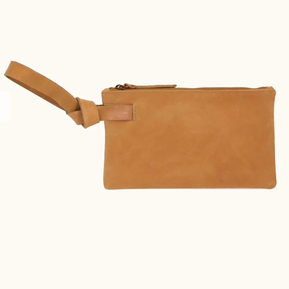 ABLE Rachel wristlet in Cognac